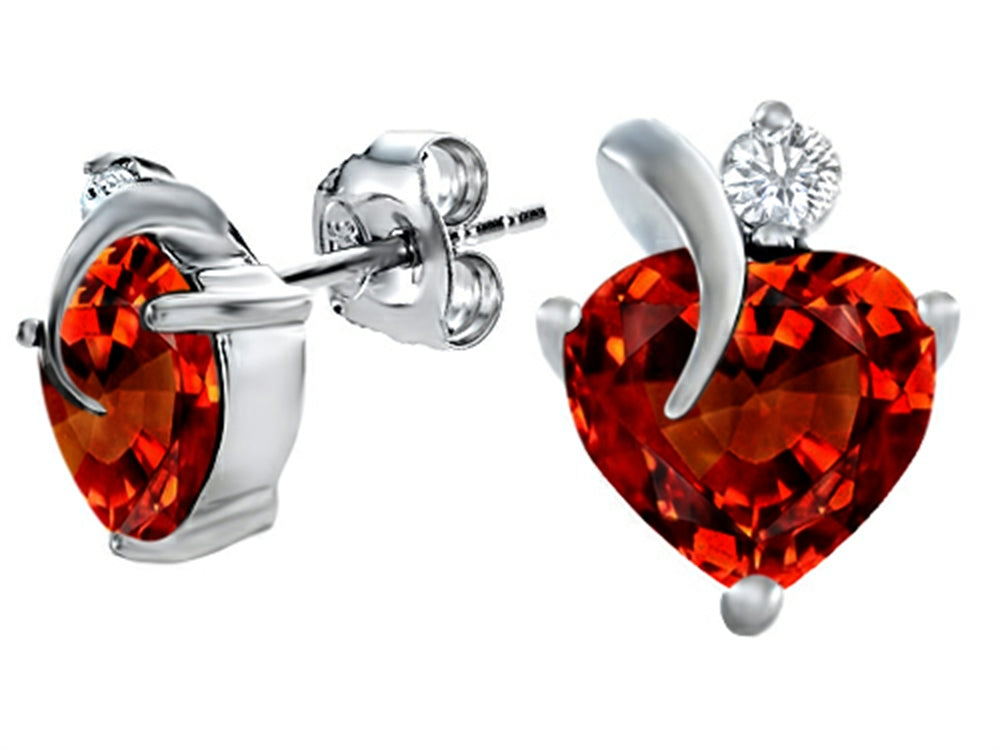 Star K™ 8mm Heart Shape Simulated Garnet Heart Earrings