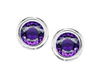 Star K™ Bezel Set Round 5mm Simulated Amethyst Earrings Studs