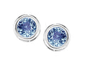 Star K™ Bezel Set Round 5mm Simulated Aquamarine Earrings Studs