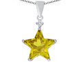 Star K™ Large 14mm Fancy Star Pendant Necklace with Simulated Citrine