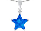 Star K™ Large 14mm Fancy Star Pendant Necklace with Simulated Blue Topaz