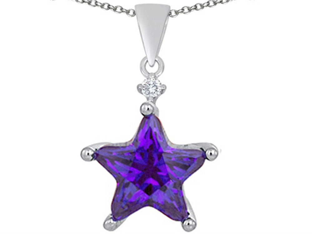 Star K™ Large 14mm Fancy Star Pendant Necklace with Simulated Amethyst