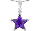 Star K™ Large 14mm Fancy Star Pendant Necklace with Simulated Amethyst