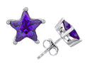 Star K™ Fancy Star Cut Earrings Studs with Simulated Amethyst