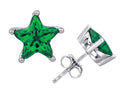 Star K™ Fancy Star Cut Earrings Studs with Simulated Emerald