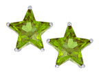 Star K™ Fancy Star Cut Earrings Studs with Simulated Peridot