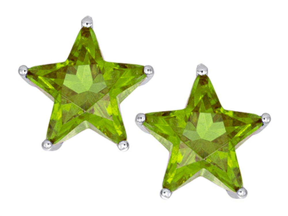 Star K™ Fancy Star Cut Earrings Studs with Simulated Peridot