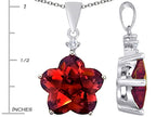 Star K™ Large 14mm Flower Shape Star Pendant Necklace with Simulated Garnet