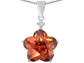 Star K™ Large 14mm Flower Shape Star Pendant Necklace with Simulated Orange Mexican Fire Opal