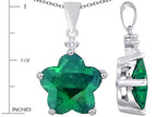 Star K™ Large 14mm Flower Shape Star Pendant Necklace with Simulated Emerald