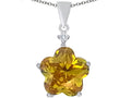 Star K™ Large 14mm Flower Shape Star Pendant Necklace with Simulated Citrine