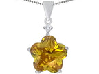 Star K™ Large 14mm Flower Shape Star Pendant Necklace with Simulated Citrine