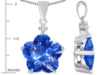 Star K™ Large 14mm Flower Shape Star Pendant Necklace with Simulated Blue Topaz