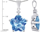 Star K™ Large 14mm Flower Shape Star Pendant Necklace with Simulated Aquamarine