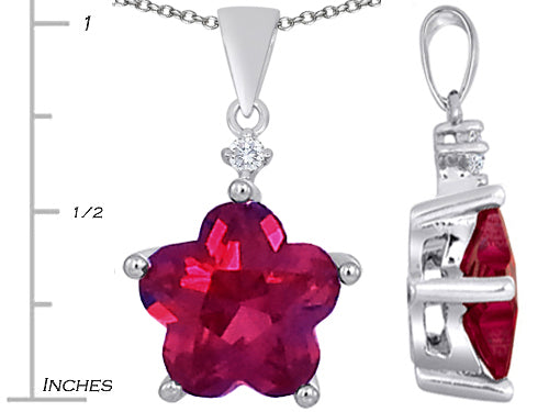 Star K™ Large 14mm Flower Shape Star Pendant Necklace with Created Ruby