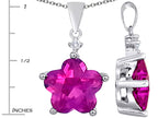 Star K™ Large 14mm Flower Shape Star Pendant Necklace with Created Pink Sapphire