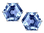 Star K™ Fancy Octagon Cut Earrings Studs with Simulated Aquamarine