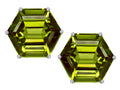 Star K™ Fancy Octagon Cut Earrings Studs with Simulated Peridot