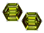 Star K™ Fancy Octagon Cut Earrings Studs with Simulated Peridot