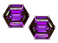 Star K™ Fancy Octagon Cut Earrings Studs with Simulated Amethyst