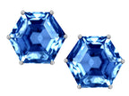 Star K™ Fancy Octagon Cut Earrings Studs with Simulated Blue Topaz