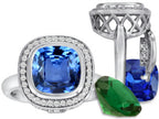 Switch-It Gems Cushion-Cut Simulated Blue Topaz Halo Ring Total of 12 Simulated Stones