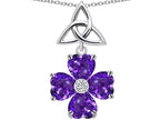 Star K™ Lucky Shamrock Celtic Knot Made with Heart 6mm Simulated Amethyst Pendant Necklace