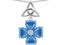 Star K™ Lucky Shamrock Celtic Knot Made with Heart 6mm Simulated Blue Topaz Pendant Necklace