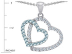 Star K™ Double Heart Love Pendant Necklace with Round Simulated Blue Topaz