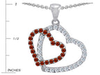 Star K™ Double Heart Love Pendant Necklace with Round Simulated Garnet