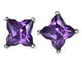 Star K™ Fancy Cut Star Shape Earrings Studs with Simulated Amethyst