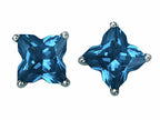 Star K™ Fancy Cut Star Shape Earrings Studs with Simulated Blue Topaz