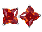 Star K™ Fancy Cut Star Shape Earrings Studs with Simulated Orange Mexican Fire Opal