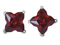 Star K™ Fancy Cut Star Shape Earrings Studs with Simulated Garnet