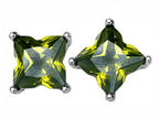 Star K™ Fancy Cut Star Shape Earrings Studs with Simulated Peridot