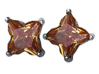 Star K™ Fancy Cut Star Shape Earrings Studs with Simulated Imperial Yellow Topaz
