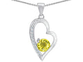 Star K™ Round Simulated Citrine Heart Pendant Necklace