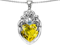 Star K™ Large Loving Mother Twins Family Pendant Necklace With 12mm Heart Simulated Citrine
