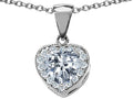Star K™ 8mm Heart Shape Genuine White Topaz Love Pendant Necklace
