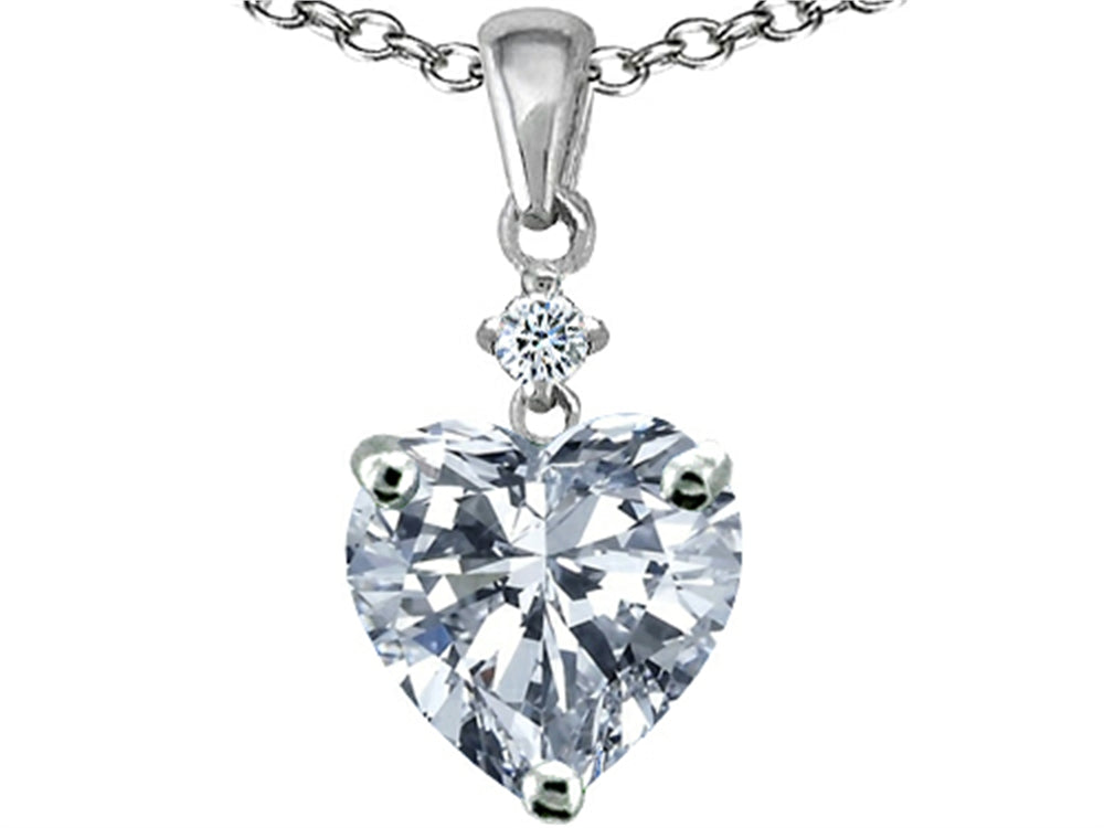 Star K™ Heart shape 8mm Genuine White Topaz Pendant Necklace