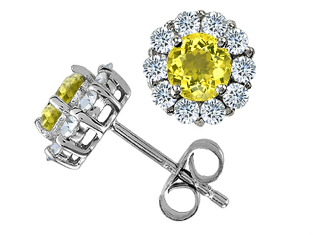 Star K™ Round Simulated Citrine Earrings