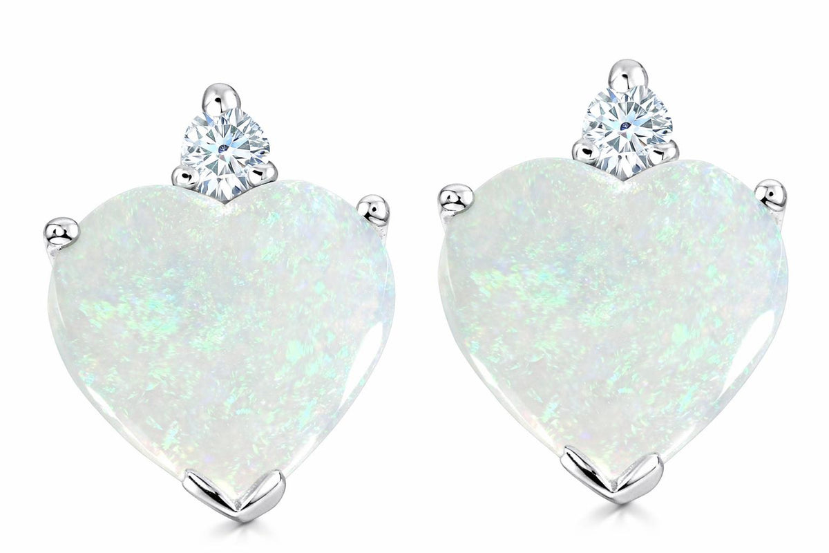 Tommaso Design™ 7mm Heart shape Genuine Opal s Earrings Studs