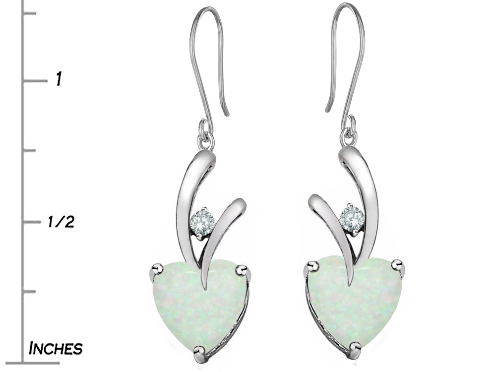 Star K™ 8mm Heart Shape Created Opal Hanging Hook Love Earrings