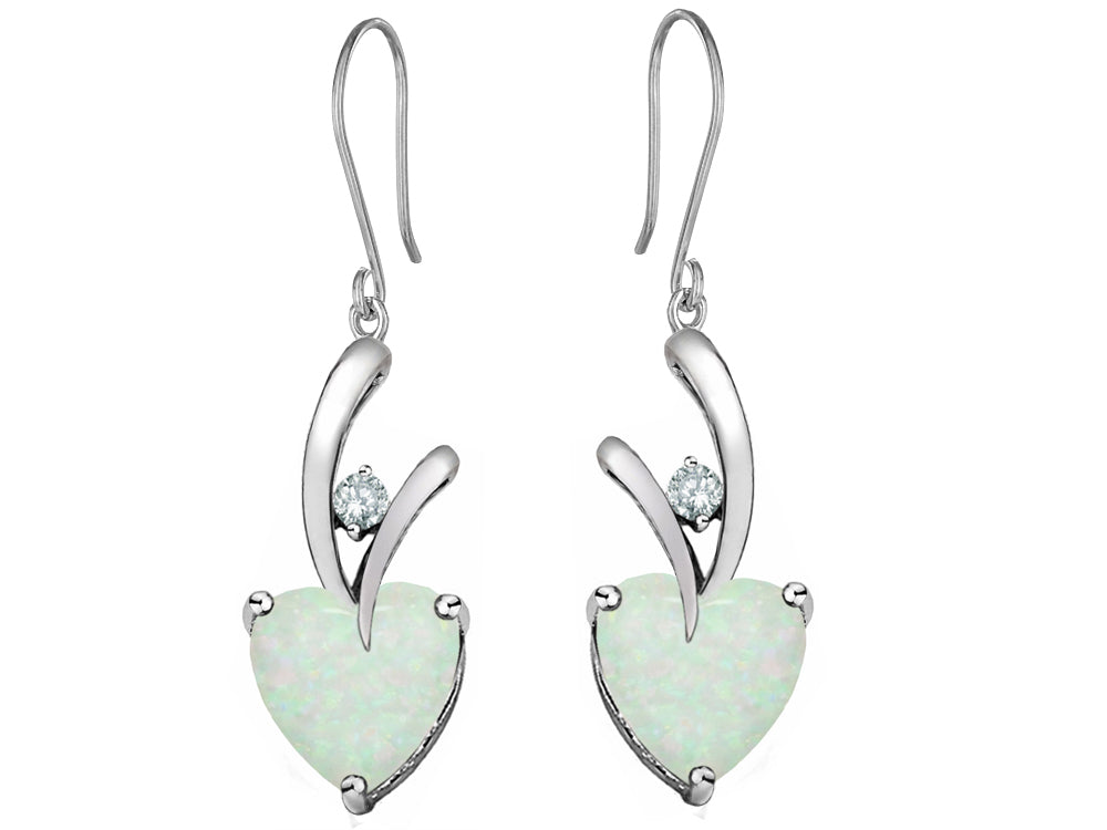 Star K™ 8mm Heart Shape Created Opal Hanging Hook Love Earrings