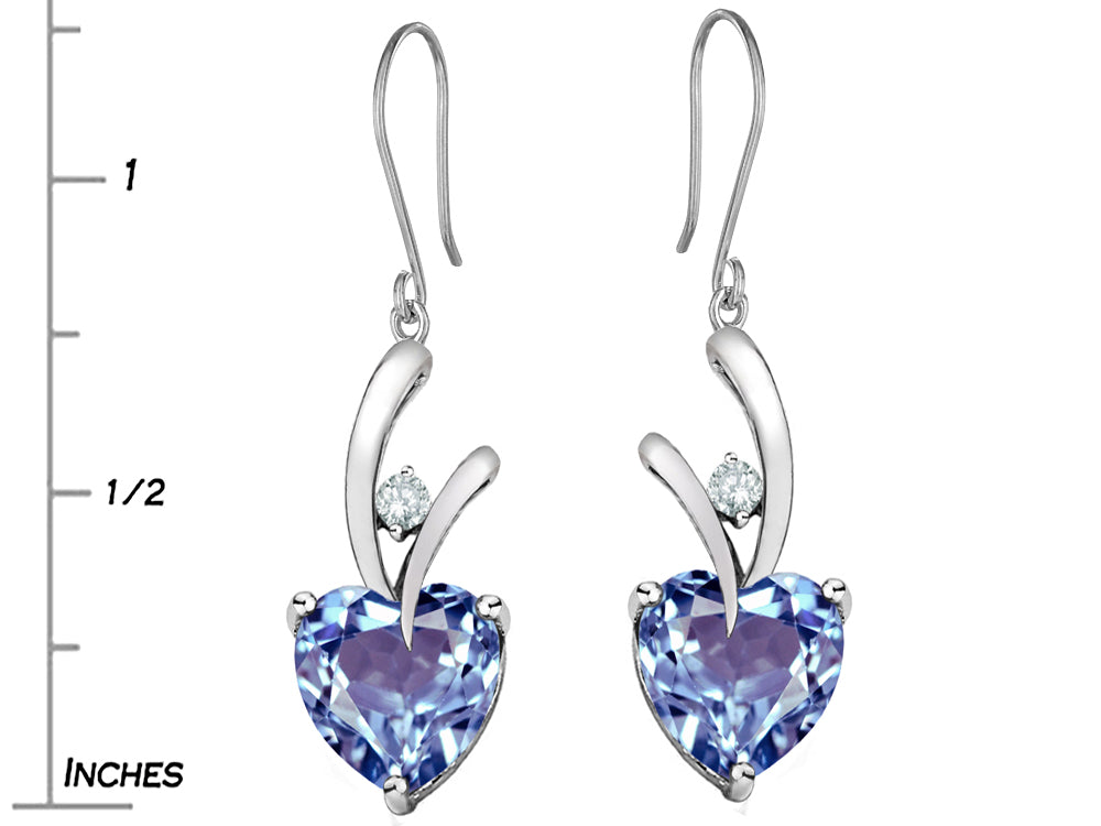 Star K™ 8mm Heart Shape Simulated Aquamarine Hanging Hook Love Earrings