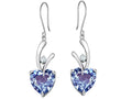 Star K™ 8mm Heart Shape Simulated Aquamarine Hanging Hook Love Earrings
