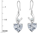 Star K™ 8mm Heart Shape Genuine White Topaz Hanging Hook Love Earrings