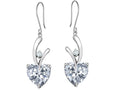 Star K™ 8mm Heart Shape Genuine White Topaz Hanging Hook Love Earrings