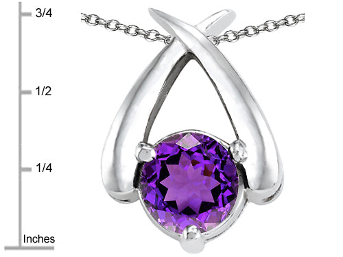 Star K™ XO Hug and Kiss Pendant Necklace with Round 7mm Simulated Amethyst