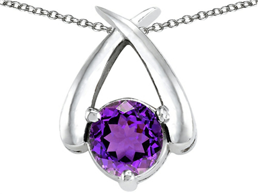 Star K™ XO Hug and Kiss Pendant Necklace with Round 7mm Simulated Amethyst